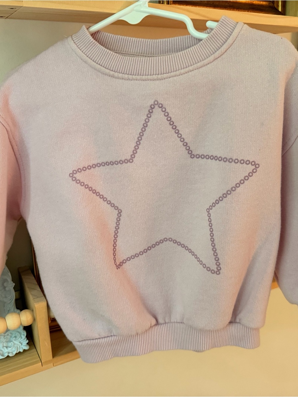 Zara Light Pink Crewneck Sweatshirt with Star Outline